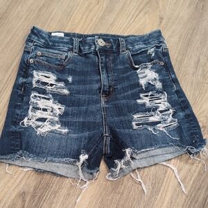 American Eagle Distressed Dark Blue Jean Shorts